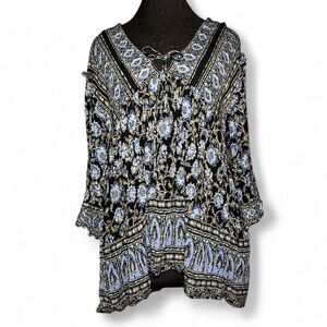 Whimsy Fairy Floral Flowy Boho Free People Tunic Festival Light Size M